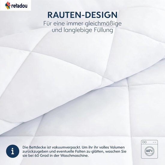 WAVVE 2-delige dekbedset 450 g/m² (dekbed voor het hele jaar 220 x 240 cm 300 g/m² voor de winter en zomerdekbed 240 x 220 cm 150 g/m²), ademend