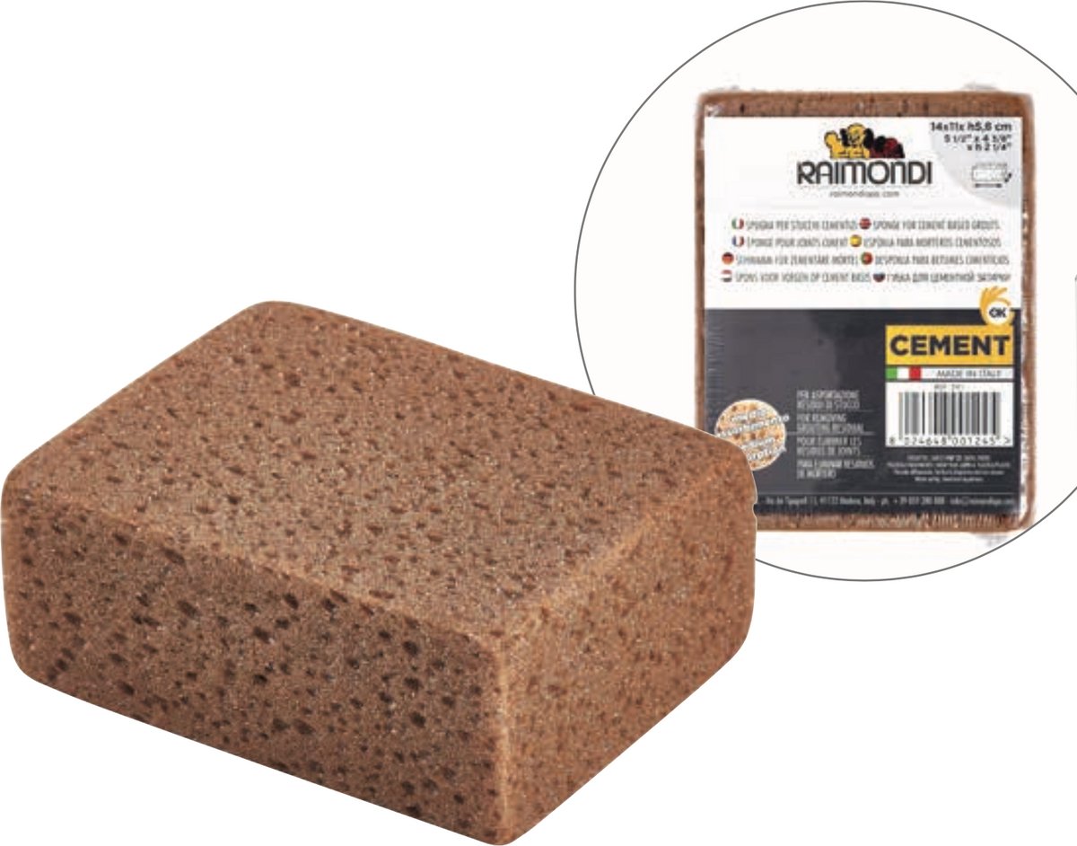 Raimondi Cement Spons – 14x11x6 cm – 5 Stuks - Professionele Tegelspons voor Voeg- en Cementresten – Hoogabsorberend