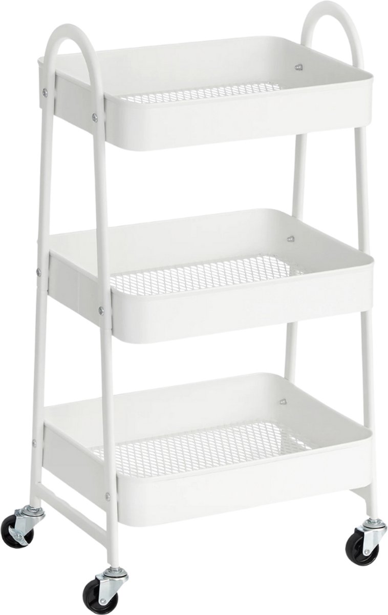 Nivard Bar Cart - Serveerwagen - Serveerkar - Keukentrolley - Drank Trolley - Keuken - Bijzettafel - Restaurant - Wit