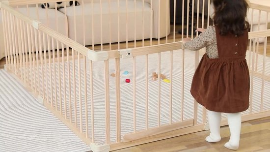 Lucellia® Houten Grondbox Baby XXL 180x200 cm – Vast Model Speelbox Hout – Kinderbox, Kruipbox, Playpen, Babypark & Baby Box – Prime Wood Beige