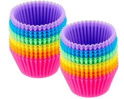 Gekleurde Siliconen cupcakevormpjes 24 Stuks - BPA Vrij Bakvormen - Muffin Bakvormpjes - Vormpjes - Hittebestendige Muffinvormpjes
