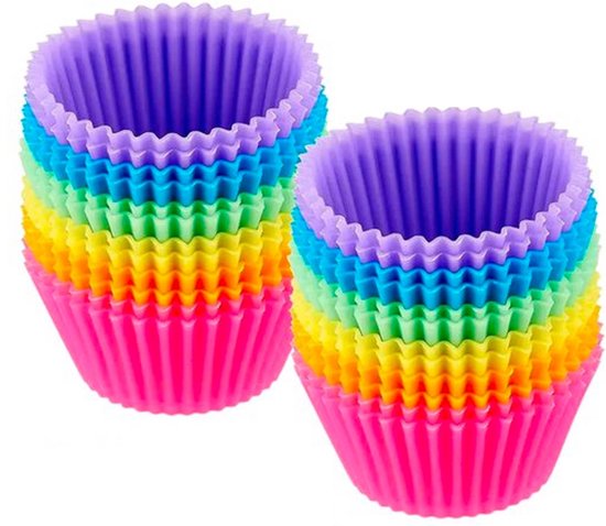 Moules à cupcakes en Siliconen colorés 24 pièces - Moules de cuisson sans BPA - Moules de cuisson à muffins - Moules - Moules à muffins résistants à la chaleur