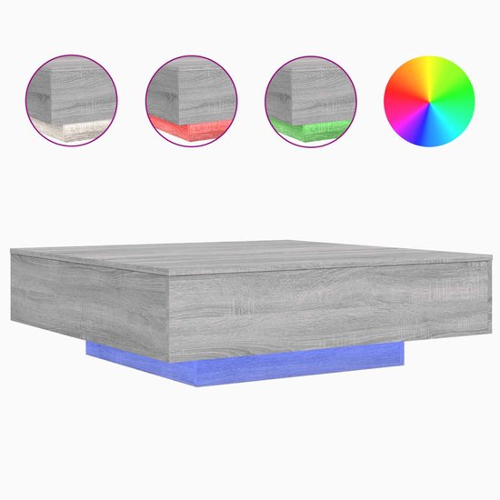 vidaXL Salontafel - 100 x 100 x 31 cm - Chêne Sonoma Grijs - Table basse en bois - Table basse grise - Design moderne - Table d'appoint