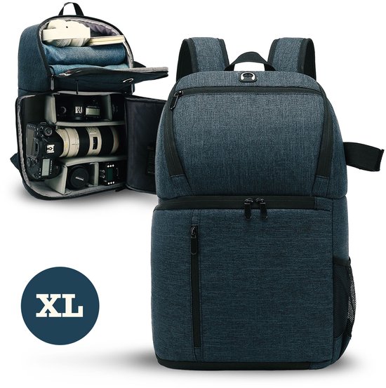 Cameratas spiegelreflex camera rugzak – Camera accessoire opbergtas - 47x30x15cm  - Voor camera, lenzen, laptop en meer