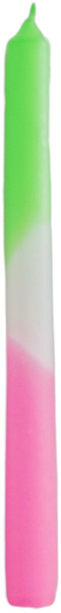 Housevitamin Kaarsen - Gekleurde Dipdye Dinerkaars -Neon Groen/Wit/Roze- Pak van 4 -- 2,1x25 cm