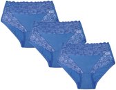 J&C 3-Pack Dames tailleslips met kant H 805 Blue - maat L