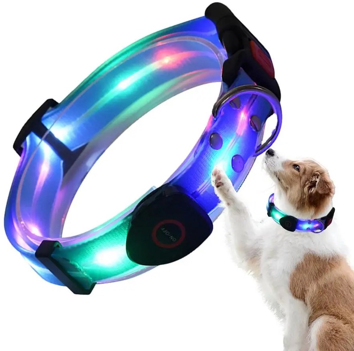 WiseGoods Premium LED Lichthalsband Voor Honden - Waterdicht Nylon Halsband Met Verlichting - USB Oplaadbaar - Halsband - Blauw