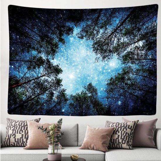 Ulticool - Stars Universe Planets Nature Arbres Forest - Tapisserie - 200x150 cm - Groot tapisserie - Affiche