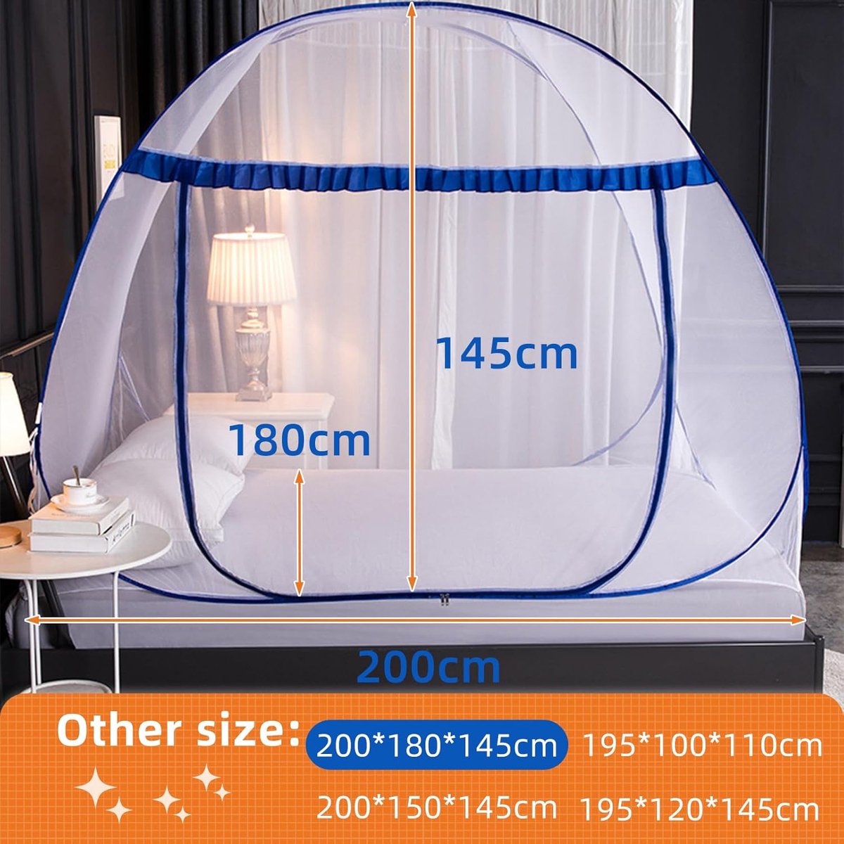 Moustiquaire Pop-up De Voyage - 200x80x56 Cm - Tente Anti-moustiques Pliable Pour Camping Et Maison