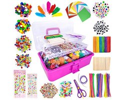 XL Knutseldoos Zelfmaakset-2000+PCS Craft Box - Knutselpakket -Knutselwerk voor Kinderen-knutselaccessoires - Creatief Speelgoed - Knutselkoffer - Knutselset - Knutselbox - Knutselen Meisjes - Knutselen Jongens - Knutselen voor kinderen
