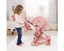 Bayer Design Combi Dolls Pram XEO - 72 x 38 x 65 cm - Poppenwagen - donkerroze