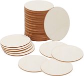Belle Vous Houten Onafgewerkte Ronde Cirkels (50 Stuks) - 10 cm met 2 mm Dikte - Gewone Natuurlijke Blanco Houten Gescheden Schijven Voor Knutselwerken, Onderzetters, Huisdecoraties en Ornamenten