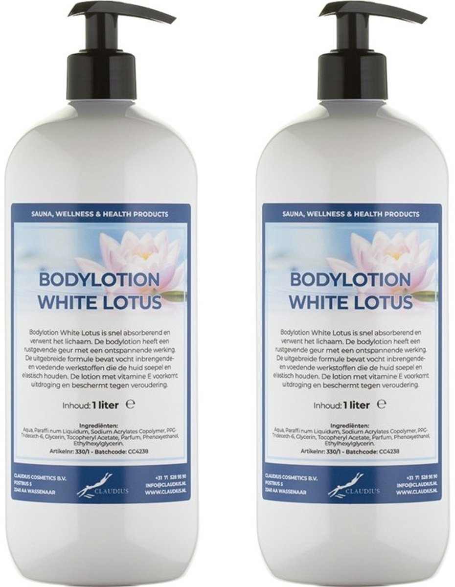 Bodylotion White Lotus 1 Liter - met gratis pomp - set van 2 stuks