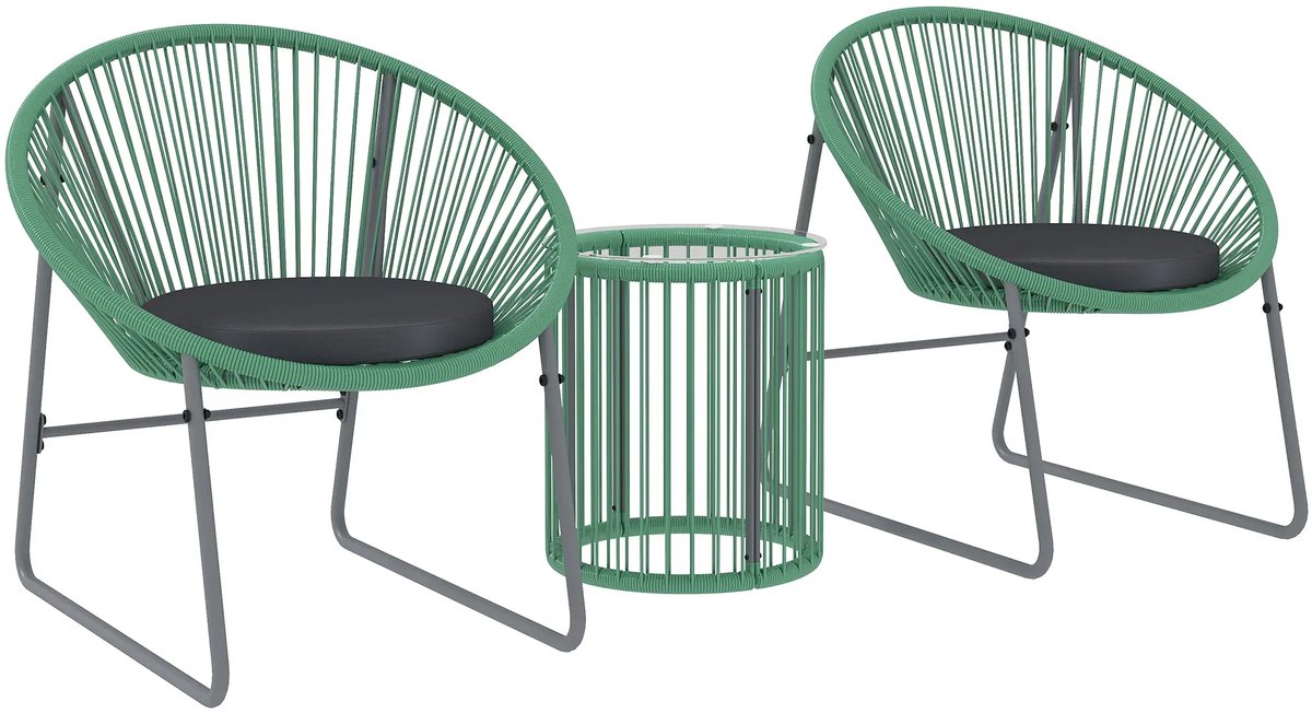 Balkonset 2 personen - Tuinset - Bistroset - Bruin - Weerbestendig - 3 delig - Tuintafel en 2 stoelen - 2 personen - Gecoat staal - Onderhoudsvrij staal