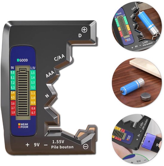 Foto: Colorful sun digitale universele batterijtester geschikt voor aa aaa c d 9v 1 5v met lcd display accu indicator snel betrouwbaar batterijen testen zwart