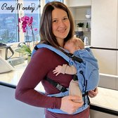 BabyMonkey® Regolo – Baby Draagzak | Ergonomische | 100% Katoen | Pasgeboren (0-24 maanden) | 100% Made in Italy | Lichtblauw