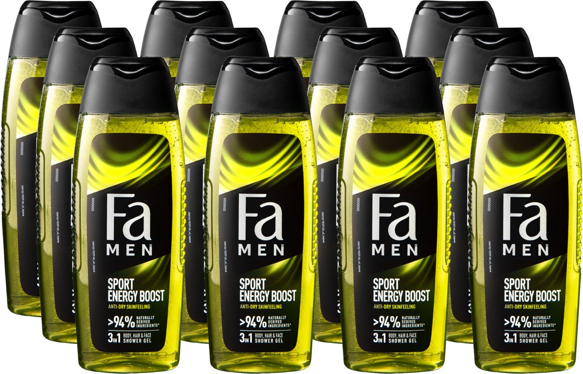 Goedkoopste Fa Showergel - Men Sport - Geur van Guarana en Giseng - Douchegel - Voordeelverpakking - 12 x 250 ml