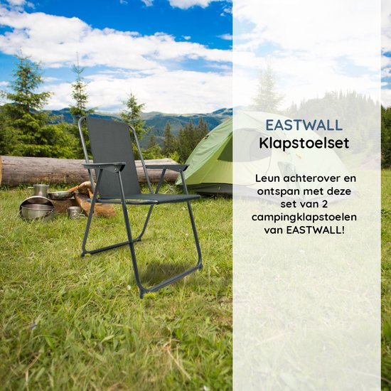 EASTWALL Opvouwbare Kampeerstoel - 2 stuks - Multifunctionele Vouwstoel - Campingstoel - Tuinstoel Inklapbaar - Klapstoel -Strandstoel - Visstoel - Grijs van Merkloos — afbeelding 4