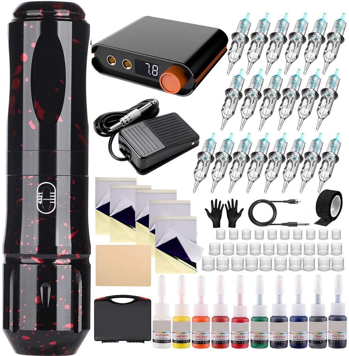 CRLYN® Hoge Kwaliteit Tattoo Machine met Accessoires - Tattoo Machines Draadloos - Tattoo Set