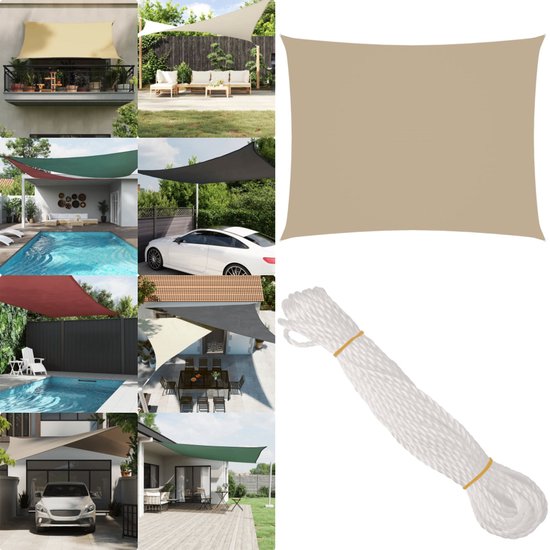 vidaXL Voile d'ombrage rectangulaire 3,5 x 4,5 m Tissu Oxford Beige