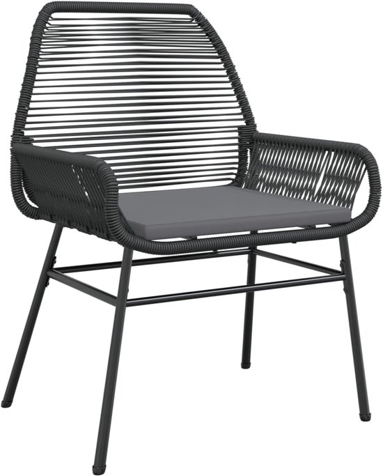 vidaXL - Tuinstoelen - 2 - st - met - kussens - poly - rattan - zwart