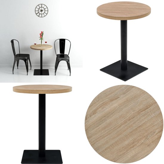Table de bistrot ronde vidaXL 60 x 75 cm en MDF et acier couleur chêne - Table à manger - Tables à manger - Table à manger - Tables à manger