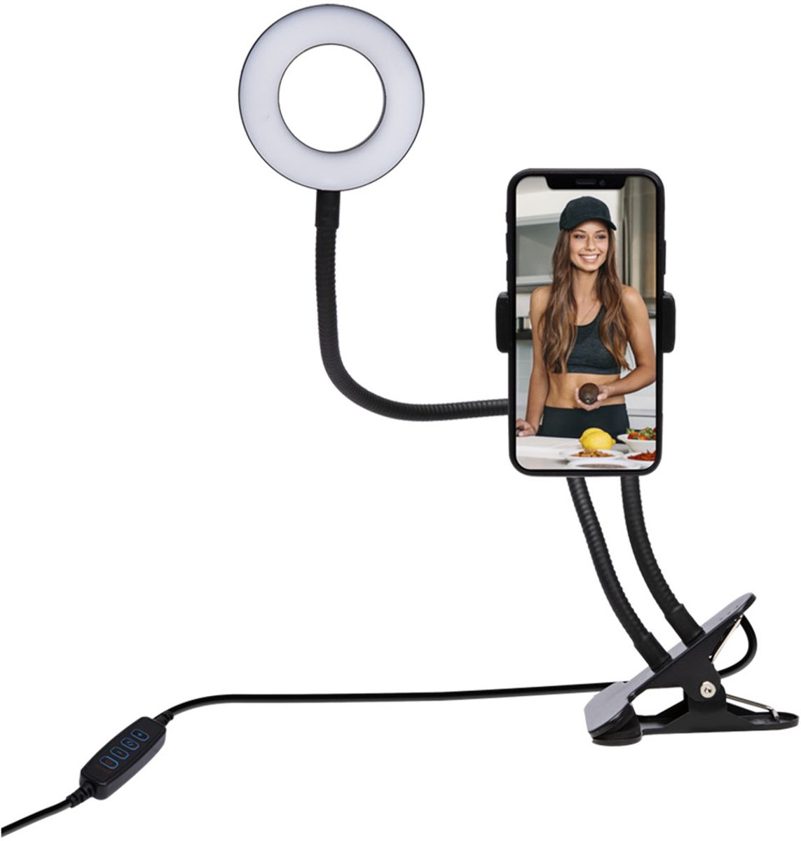 Bigben Connected, Invloed wit licht Ring kit met klem, Zwart