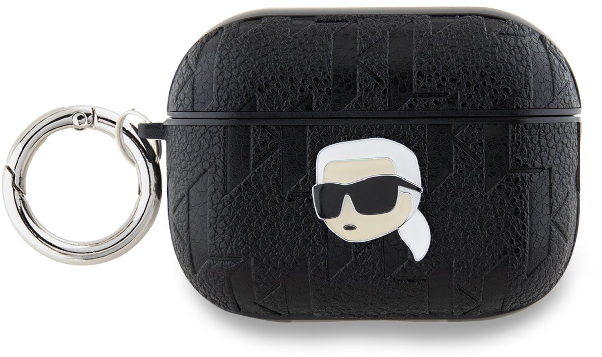 Karl - Lagerfeld - Monogram Karl Head case voor AirPods Pro - 2 - zwart