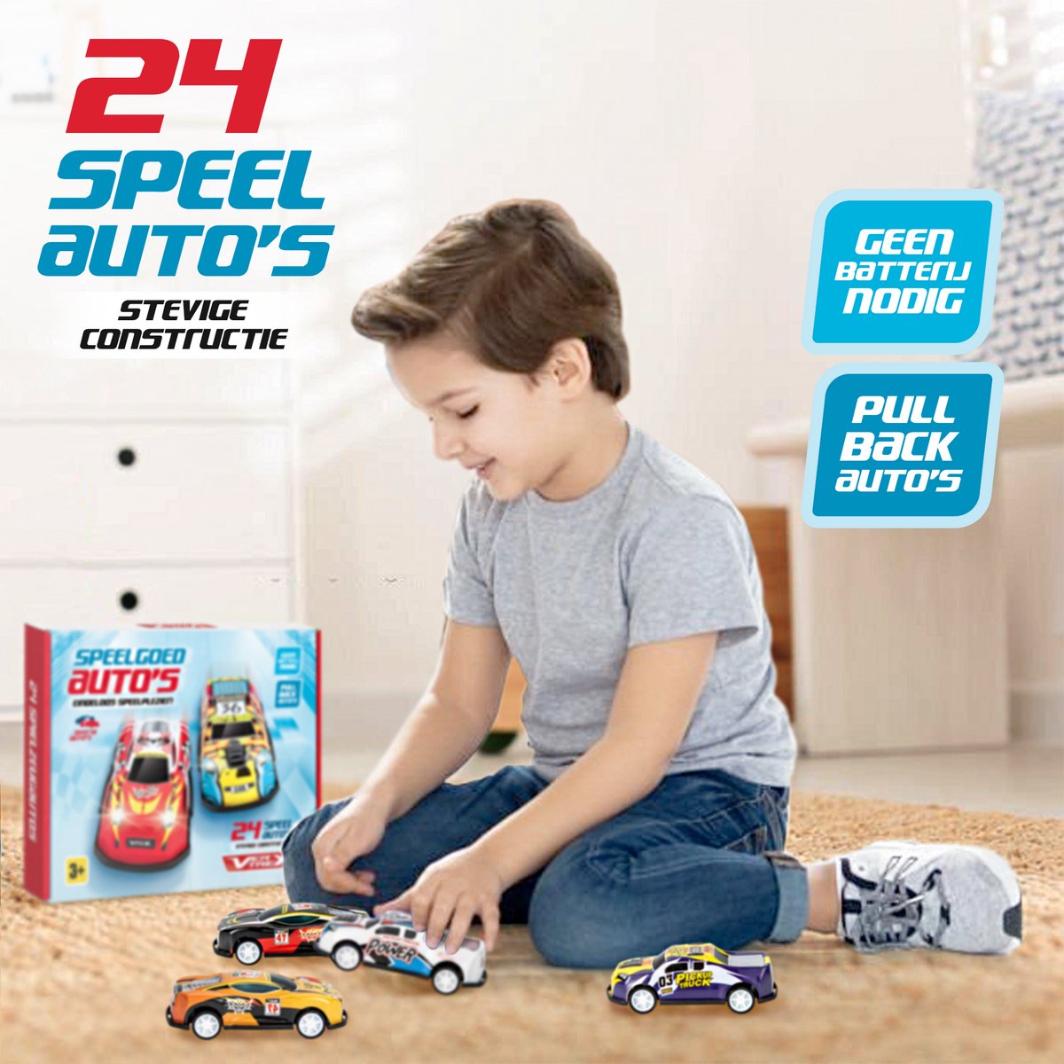 Vertrex Speelgoed Auto Set - 24 stuks - Autos voor Jongens - Speelgoedauto - Pull Back Wheels Autootjes - Auto's - Speelgoedautootjes — afbeelding 2