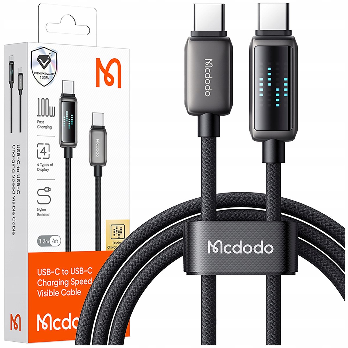 Mcdodo Usb-C Snellaadkabel Voor Samsung Apple Usb Type C 100W 1M Led