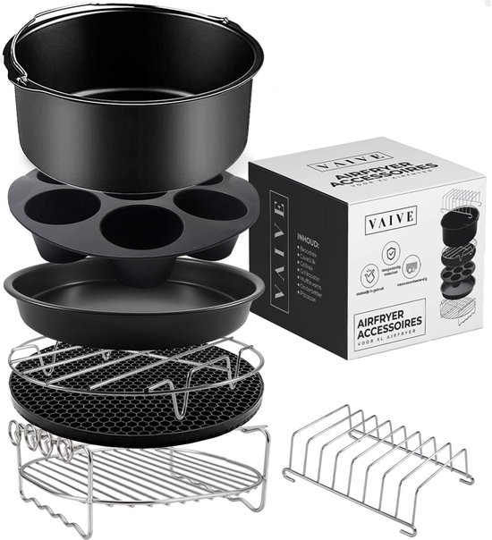 VAIVE Heteluchtfriteuse Accessoires Set - Geschikt voor alle Airfryer XL en XXL - ⌀ 20 cm