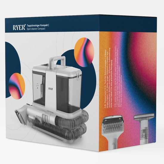 RYER Vlekkenreiniger Compact - Tapijtreiniger - 2 Opzetstukken - Meubelreiniger - Bank Reiniger Machine - Zetelreiniger