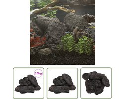 vidaXL Aquascaping - Lava Steen - Lavastenen 10 kg 10-30 cm zwart - Aquarium Decoratie - Biofilter - Natuurstenen