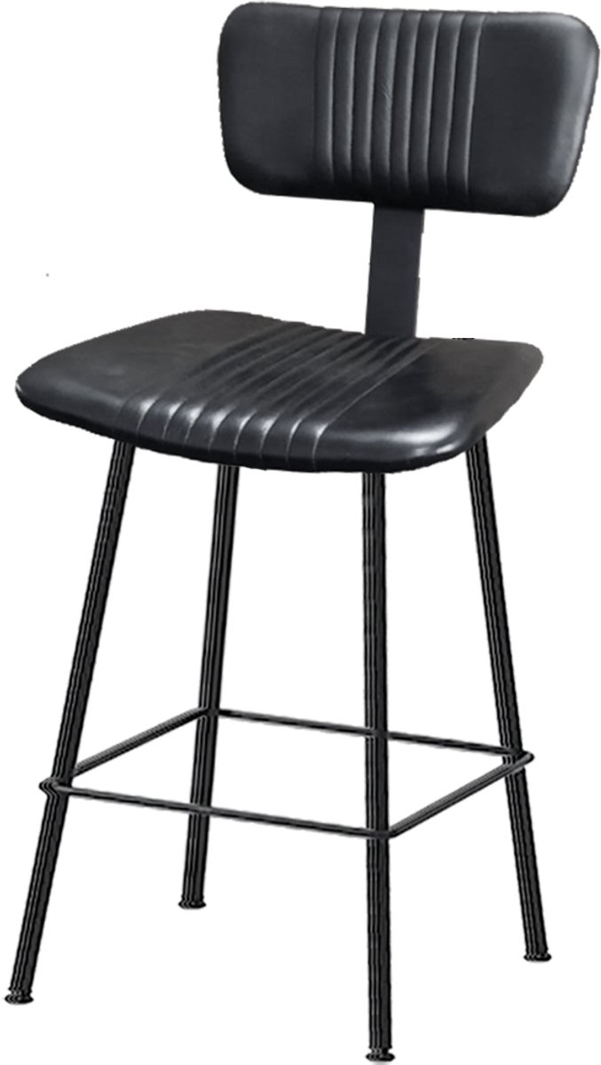 by Mooss - Barstoel - Barkruk - Meg - Zwart - Leer - Retro - Set van 2 - Mid Century