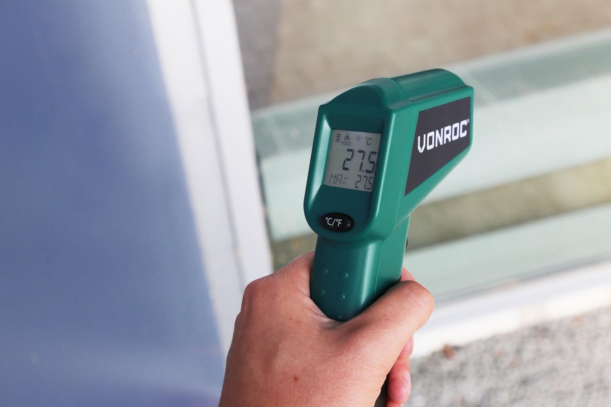 VONROC Digitale infrarood thermometer – Laser – Meetbereik -40°C tot 530°C  – Incl. 2... | bol.com