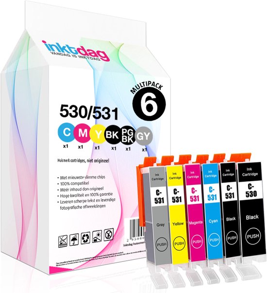 Pack De 5 Cartouches Compatibles Canon PGI-530 CLI-531 - Pour PIXMA TS8750 Etc. - Neuf