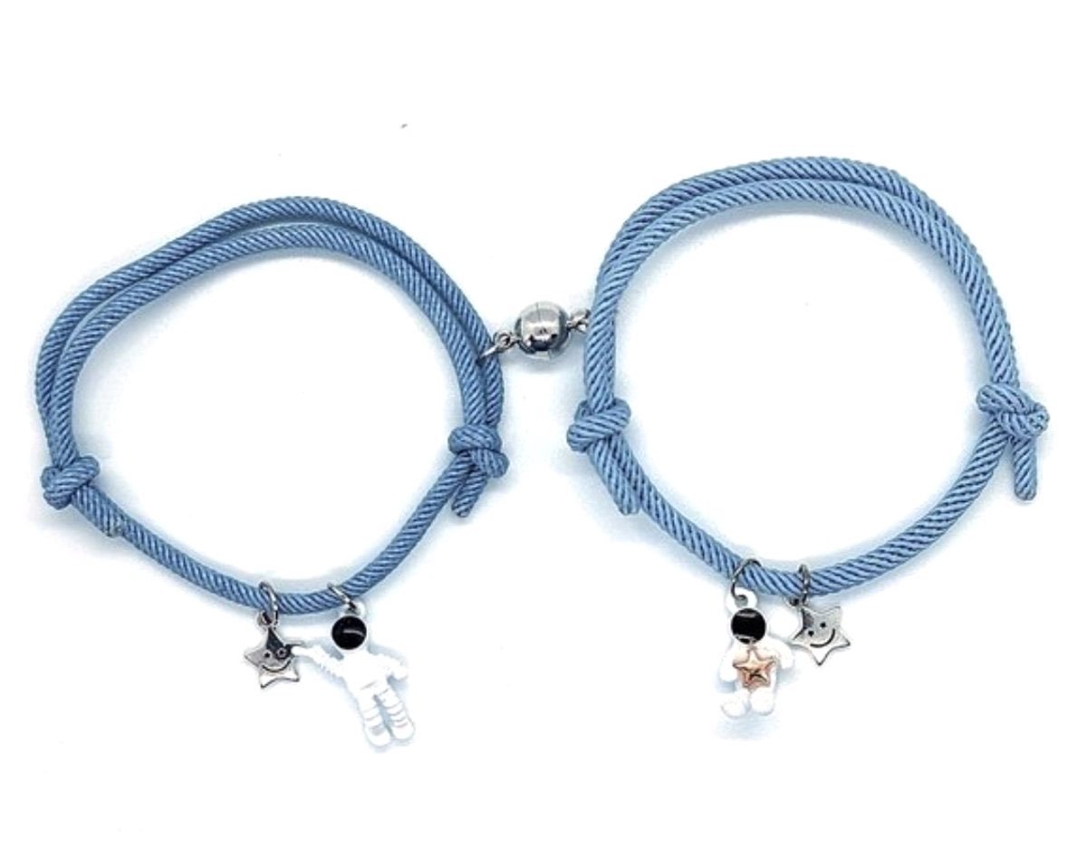 Armband Jongen- Vriendschapsarmbandjes Jongens- Astronaut- Wit- Touw- - BFF- Kind- LiLaLove