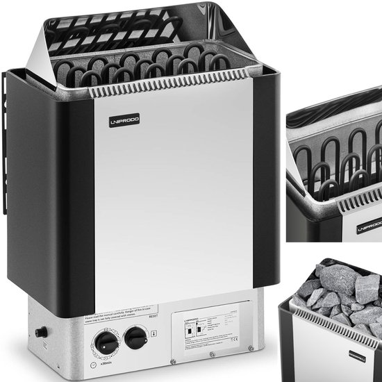 Saunakachel - 8 kW - 30 tot 110 ° C - incl. bedieningspaneel - Uniprodo
