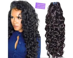 Frazimashop - Hairextention- Braziliaans Remy weave- Hair-32 inches- 81cm- Haarstuks- Water Diep Golf- 1Stuks Bundel- 1B- Haarextenties- Human Hair