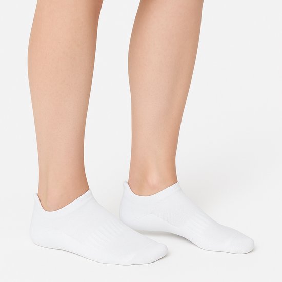 12 Paar Sneakersokken Enkelsokken Sportsokken met Lipje - Zakt niet af - Katoen - Wit - Maat 43-46 - Heren Dames Unisex - Zomersokken - Lage Sokken B-6052