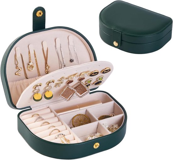 Sieradendoos - Luxe Sieradenbox Opberger - Opbergbox - PU-Leer - Juwelen doos - Reis Juwelen Opbergdoos - Voor het opbergen van kettingen, oorbellen, ringen - Groente