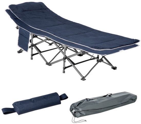 4goodz Veldbed Opvouwbaar Campingbed met Opbergtas -190x68 cm - Blauw