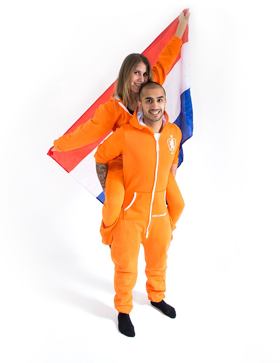 Oranje Onesie Unisex Maat M - WK - EK - Voetbal - Nederland - Oranje - Damesvoetbal - Carnavalskleding - Carnavalskleding Heren - Carnaval - Herenvoetbal - Bal - Unisexjumpsuit - Jumpuit - Heren/Dames Onesie - Huispak - Slaappak - Huispak - Overall