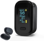BDM CARE ® Medische Saturatiemeter - Saturatiemeter zuurstofmeter vinger - Zuurstofmeter Vinger inclusief Hartslagmeter - Pulse Oximeter met PI Functie - Gratis opberghoes - (Incl. batterijen)