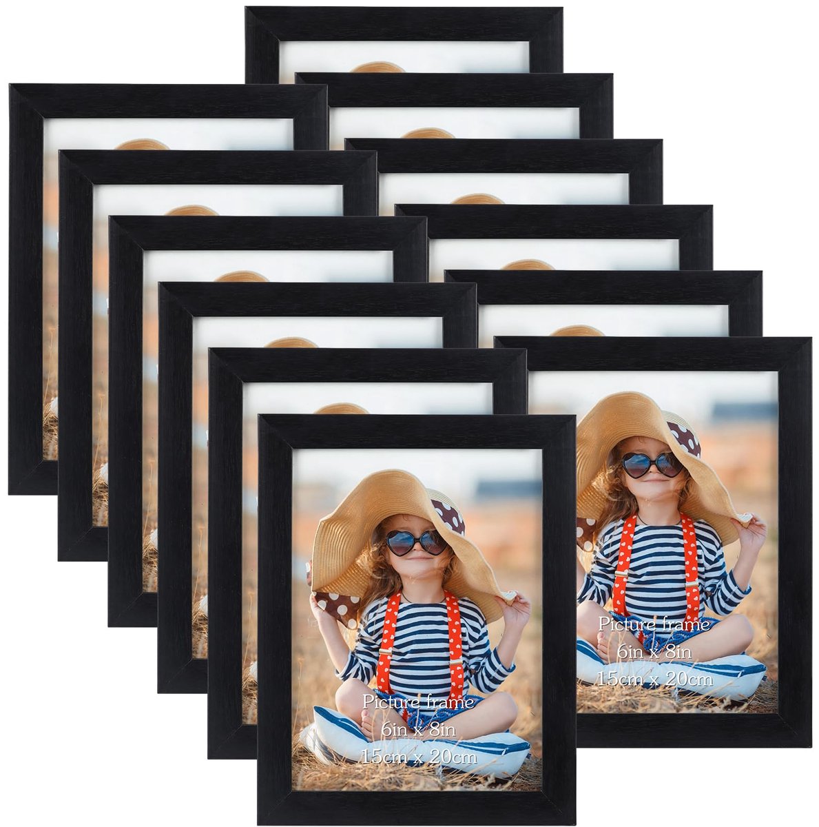 Ibenzoa Stijlvolle Set van 12 Moderne Fotolijsten voor Unieke Wand- of Tafelweergave zwart