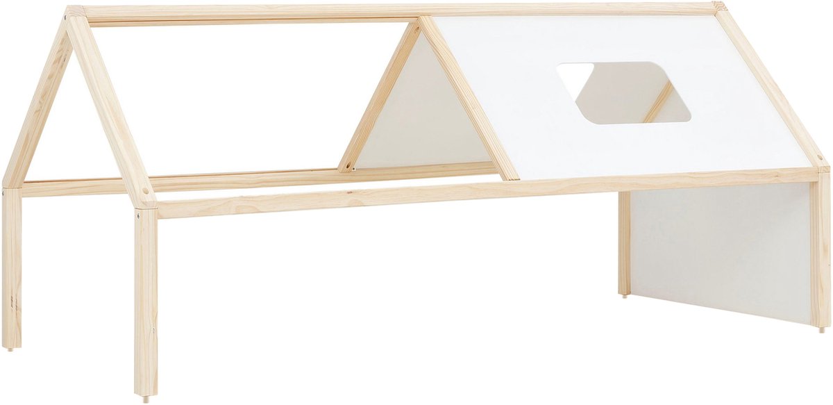 Square Line|Bed Roof Headboard in Pine White Nature