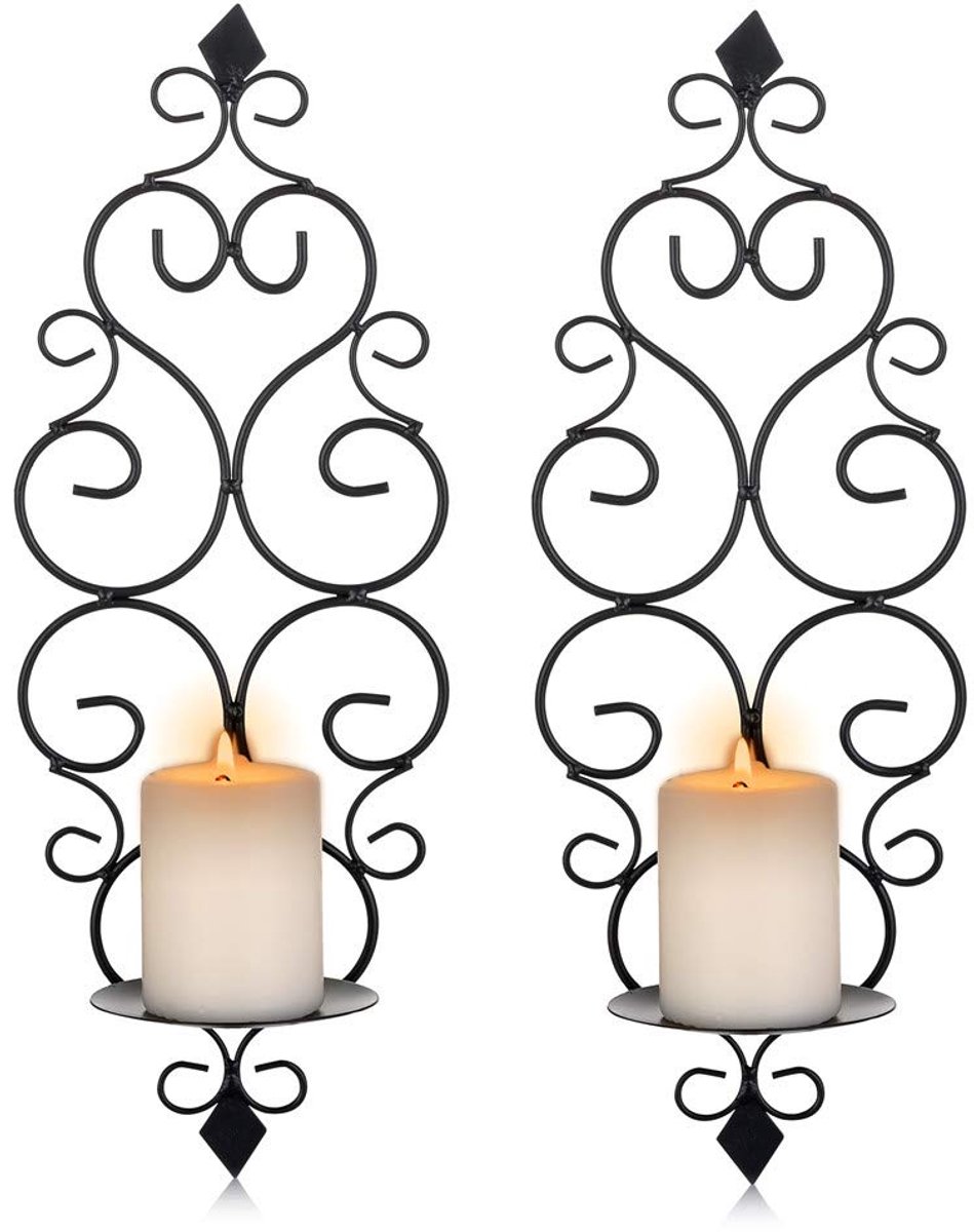 Ibenzoa® Elegant Set van Metalen Wandkandelaars voor Sfeervolle Verlichting in Huis