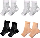 Klikkopers® - Neuropathie Sokken SET 4 Paar - Maat 38-42 - Compressie Sokken - Neuropathie Sokken Zonder Tenen - Compressiesokken - Slaapsokken - Bedsokken - Massagesokken - 2 Paar Wit + 1 Paar Zwart + 1 Paar Biege