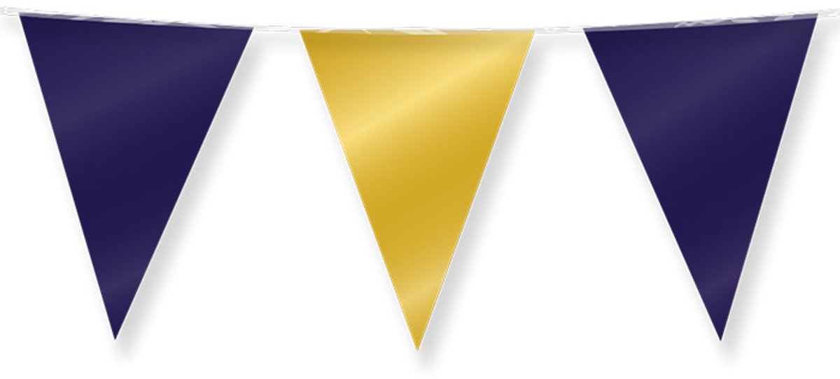 Dubbelzijdige vlaggenlijn | Set á 6 stuks | Lengte: 10 meter | Kleur: Donkerblauw Goud
