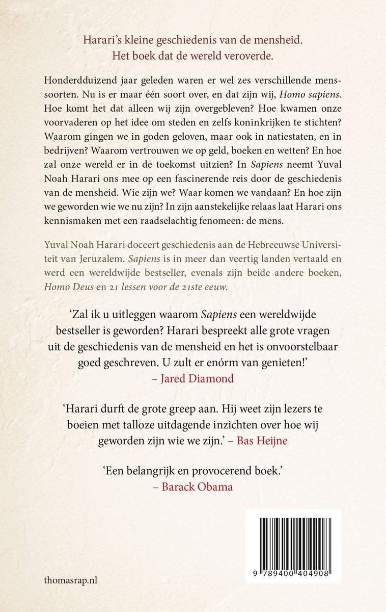 Sapiens - back cover